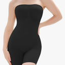 LUMIVAE Shapewear Bodysuits for Women, Tummy Control Full Body Shaper with Removable Straps, Seamless Strapless Body Suit, Black (short) L-XL