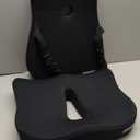 Seat Cushion & Lumbar Support Pillow Set for Office Chair, Ergonomic Pillow for Sciatica Pain Relief, Memory Foam Back Support Pillow & Chair Cushion for Car seat, Desk Chair (Black)