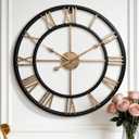 Pytha Sight 24 Inch Large Wall Clocks for Living Room, Farmhouse Roman Numeral Metal Wall Clock, Silent Non-Ticking Oversized Decorative Wall Clock for Fireplace, Dining Room, Office Decor