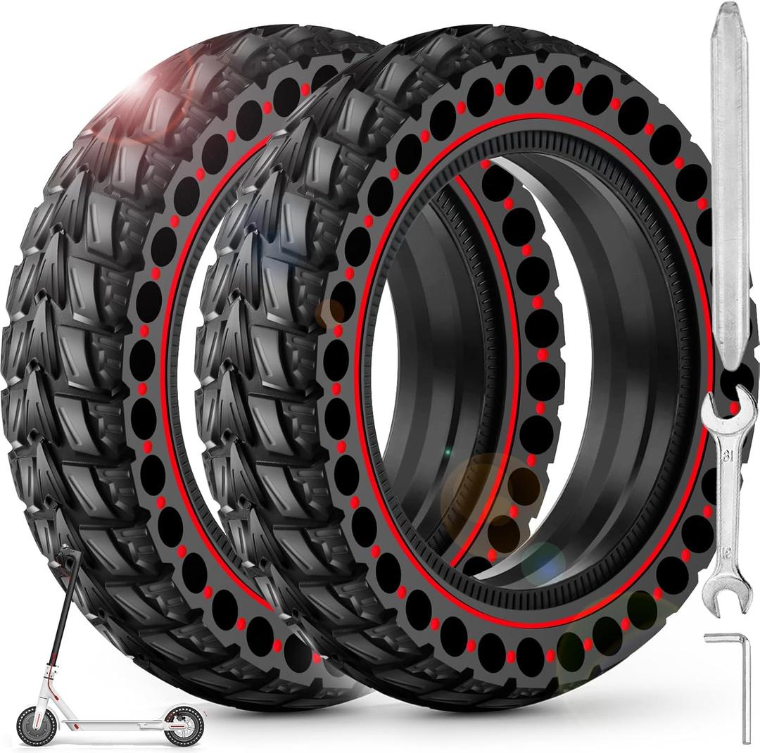BANGTING 2PCS Upgrade 50/75-6.1 Electric Scooter Solid Tires, 8.5x2.0 Tires Tubeless for Gotrax GXL V2/XR/APEX, 8 1/2 x2 Tire Replacement for Hiboy S2, Xiaomi 3 Lite/3/Pro 2/1s/M365 (Red)