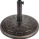 Patio Umbrella Stand - 31 lbs 18.9" Heavy Duty Outdoor Umbrella Base Stand, Market Umbrella Holder for Garden, Backyard, Pool, Beach, No Water or Sand Required, Round Bronze