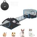 Outdoor Cat Enclosures for Cats Indoor, Patio Portable Mesh Cat Tent, Tunnel, Playhouse with Free Carry Bag & Metal Rod for Multiple Cats and Small Animals, Includes Playpen+Tent+Pet Tunnel