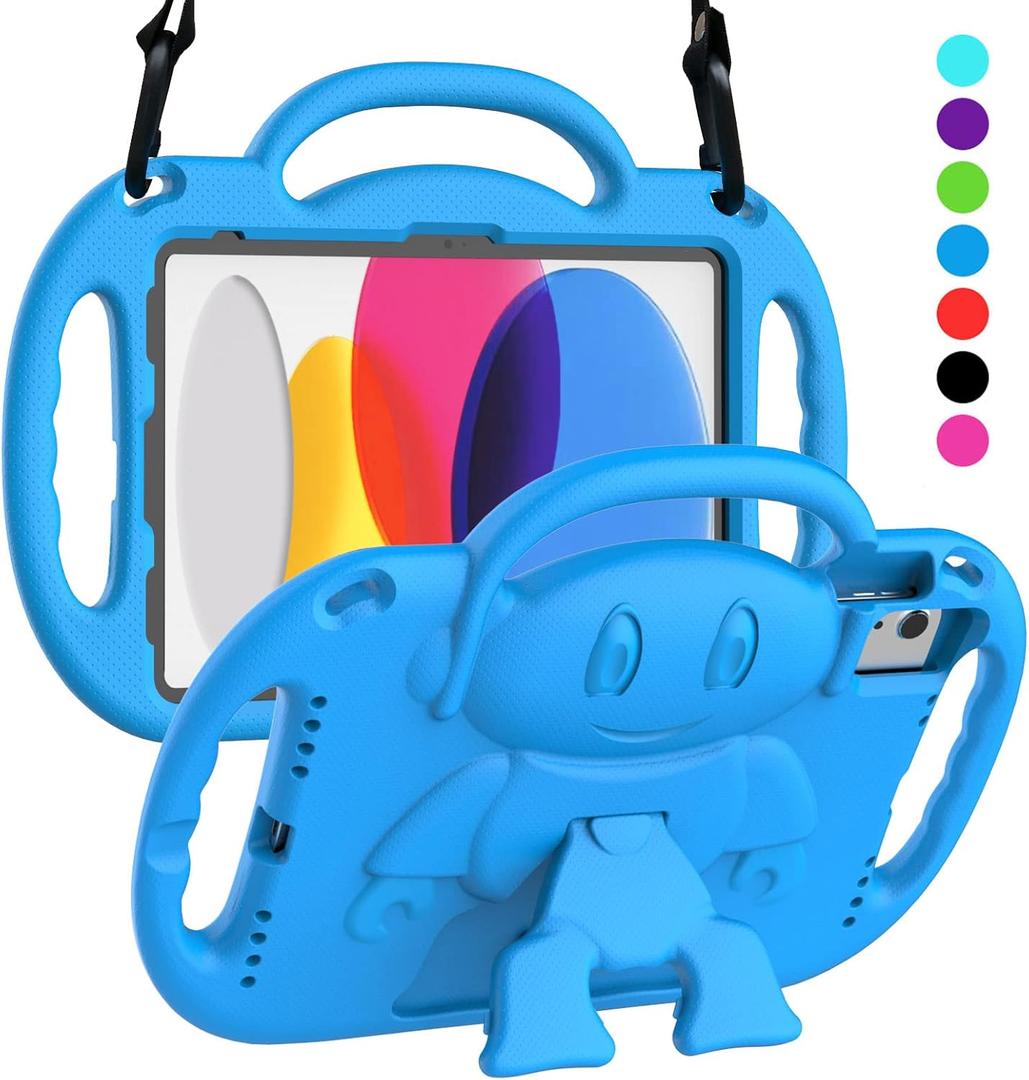SUPLIK Kids Case for New iPad 11th Gen (A16) 11-inch 2025 & 10th Generation 10.9" 2022 & Air 11" 2025/2024 & Air 5th/4th Gen & Pro 11, Durable Shockproof Cover with Shoulder Strap Handle Stand, Blue