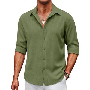 COOFANDY Mens Button Down Shirt Long Sleeve Untucked Shirts Summer Casual Dress Shirts, 2XL