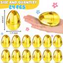 24 Pack Gold Easter Eggs Empty 2.4 Inch Metallic Plastic Fillable Easter Eggs, Shiny Golden Surprise Eggs for Easter Egg Hunt, Candy Treats Toys, Basket Stuffers, Classroom Prize Supplies
