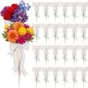 Lerheedi 24 Pcs Flower Bouquet Holder Mother's Day Single Rose Bow Theme Bags DIY Flower Wrapping Paper for Wedding Valentine Graduation Birthday Floral Arrangement(White)