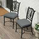 Outdoor Chair Cushions, Fade-Resistant & Water-Resistant, D Shaped Patio Furniture Seat Chair Pads Replacement with Ties, Non-Slip Bottom, Removable Cover, Set of 4, 17 x 16 Inch, Dark Grey