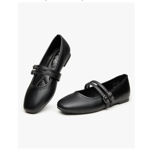 Trary Mary Jane Shoes Women Square Toe Flats for Women Dressy Ballet Flat Mary Jane Flats with Buckle Strap Comfortable Slip On Casual Shoes Size 8.5