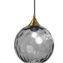 8 Inch Smoke Gray Glass Pendant Light Bronze Gold E26 Fixture Vintage Indoor Lighting Kitchen Island Dining Room Bedroom Living Room Ceiling Mount (Smoke Gray, 7.9inchs)