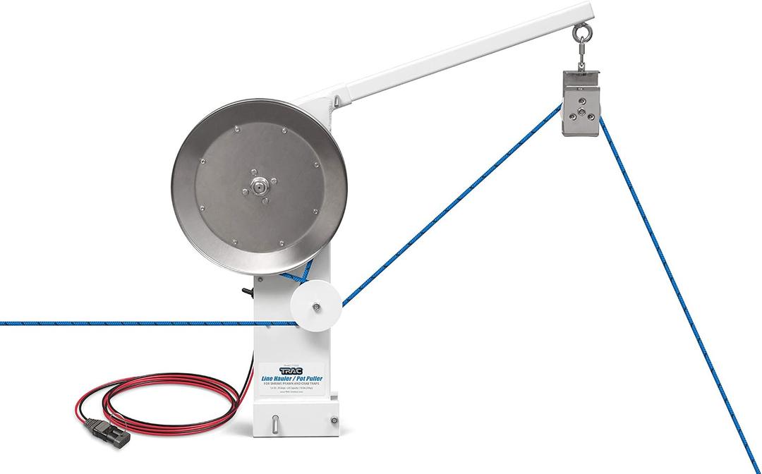 Trac Camco Outdoors Line Hauler Winch - Features 110 lb Lift Capacity & Corrosion-Resistant Powder-Coated Aluminum Frame - Low Amp Usage, Line Speed of 127-150 Ft per Min (69280)