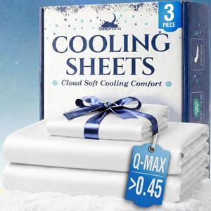 Cooling Sheets - BreezeWeave 3 PC Twin Size Cooling Bed Sheets for Hot Sleepers & Deep, Cool Rest - Cloud Soft, Silky Smooth, 16 in Deep Pocket, Ultra Durable (White)
