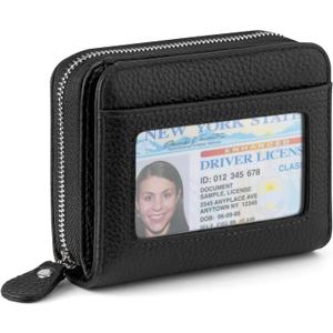 Genuine Small Wallet for Women, Slim RFID Blocking Credit Card Holder with ID Window, Compact Purses for Women