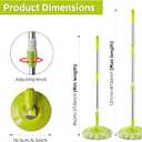 Spin Mop Replacement Handle, 47.6-inch 360 Degrees Rotating Telescopic Replacement Mop Stick with Robust Reinforced Plastic Disc for Spin Mop Bucket Cleaning System (Plastic Disc,Green)