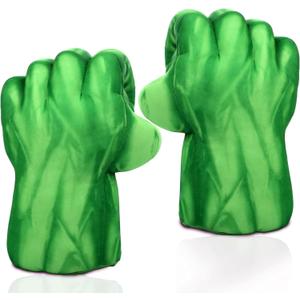 PROVAINT Superhero Gloves for Kids - Soft Plush Boxing Mitts with Secure Grip for Role Play, Halloween Dress Up, Birthday Gifts - Green Hero Costume Accessories for Children and Adults Green