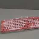 Wireless Keyboard and Mouse Combo, Retro Round Keycaps, Full-Size Cute Typewriter Keyboard with Large Phone/Tablet Holder, Auto-Sleep, 2.4GHz Cordless Connection for Windows/PC/Laptop (Camellia Rose)