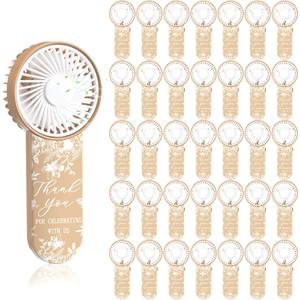 Tujoe 100 Pcs Wedding Handheld Fans for Guests Mini Personal Portable Fans Bulk Thank You for Celebrating with Us Fan for Wedding Bridal Shower Party Favors Summer Travel (Beige Botanical Lace), 4.7*3.9*3.1inch