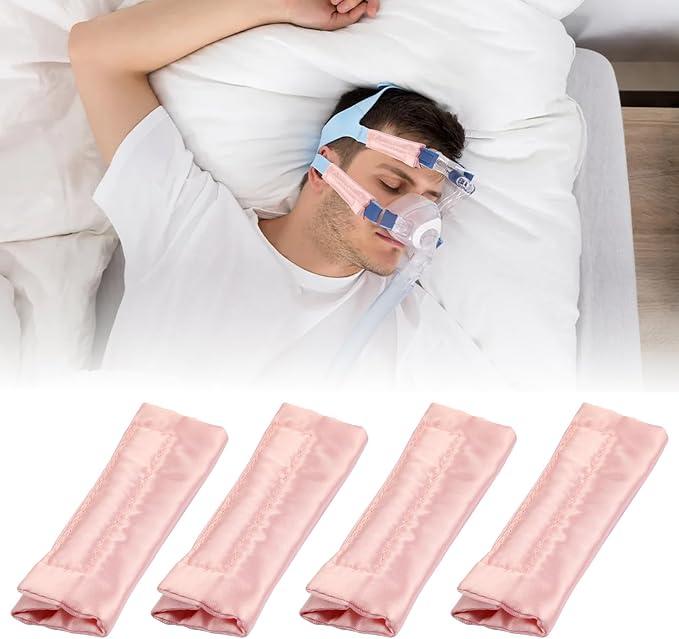4 Pack Satin CPAP Mask Strap Covers, Silk CPAP Strap Covers Comfortable CPAP Strap Cushion Pads CPAP Face Protector, Universal and Reusable CPAP Headgear Strap Covers for Reducing Red Marks, Pink