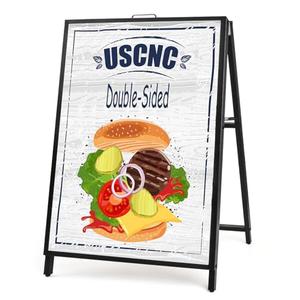 USCNC 24 x 36 Inch A Frame Sign Double-Sided Folding Sandwich Board Heavy Duty Slide-in Sidewalk Signboard for Outdoor Street Advertising Poster(Frame only，No white board)