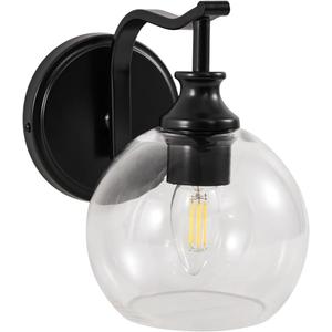 ANDY STAR 1-Light Bathroom Light Fixtures, Black Wall Sconces, Bathroom Vanity Light with Clear Glass Shade, Modern Wall Light Fixtures for Bath Mirror Hallway Bedroom Living Room, Hardwired, E26 Base