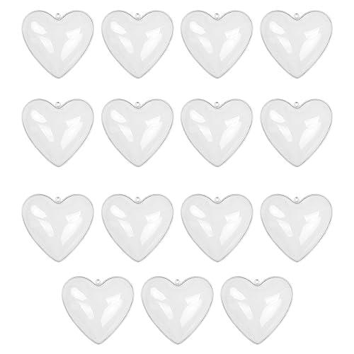 Zreneyfex 15 Pcs Hearts Shape Box, Home Decorations Clear Heart Ornaments Balls Fillable Plastic,DIY Bauble Balls for Birthday Wedding Party Tree Craft Christmas Xmas Decorations