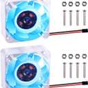GeeekPi 2pcs Quiet Cooling Fan 40x40x10mm 4010 Fan DC 5V 3.3V Brushless CPU Cooling Fan Cooler Radiator for Raspberry Pi 4B/3B+/3B/2B (Blue)