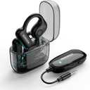 NEEWER EB01 2.4G Wireless Dongle OWS Real Time Zero Latency Monitoring Earphones Noise Canceling Mono Track 30m Range 24H Open Ear Earbud for 3.5mm TRS Monitor Jack/Wireless Lav Mic/TV/Phone/Laptop/PC