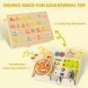 Montessori Busy Board for Toddlers Baby Busy Board Car Steering Wheel Wooden Sensory Board Travel Toys for Fine Motor Skill Gift for 3+ Years Old Boys Girls Christmas Birthday Parents, child-size