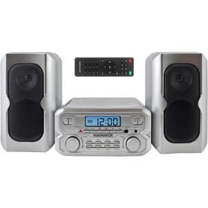 Magnavox 3-Piece Compact CD Shelf System with Digital FM Stereo Radio, Bluetooth Wireless Technology, and Remote Control in Silver | LCD Display | AUX Port Compatible