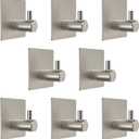 Brushed Nickel Self Adhesive Towel Hooks for Bathroom Wall Door Mounted - SUS304 Stainless Steel Strong Strips Stick on 3M Wall Hooks for Hanging Coat, Hat, Bag, Key, Jacket  8 Pack