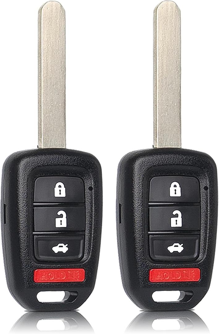 MechanMagic Key Fob Remote Replacement Fits for Honda Accord 2013 2014 2015 / Civic 2014-2015 MLBHLIK6-1T Keyless Entry Remote Control Head Key Uncut 4 Buttons 315 MHz ID74 G 35118-T2A-A20 Pack of 2