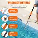 SISIUPASSIE 20FT Telescopic Pool Pole, Heavy Duty Swimming Pool Pole Adjustable Length, Aluminium Aolly, Universal Pole for Skimmer Nets, Vacuum Heads and Brushes