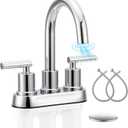 VXV Bathroom Faucet 4 Inch 2 Handle Centerset Sink Faucet 360 Swivel Spout with Pop-up Drain Chrome