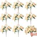 Luyue 8 Packs Peonies Artificial Flowers Vintage Faux Peony Bouquet Fake Flower for Vase Silk Floral Arrangements for Table Centerpiece Wedding Decoration Indoor Home Decor (White-green-8pcs)