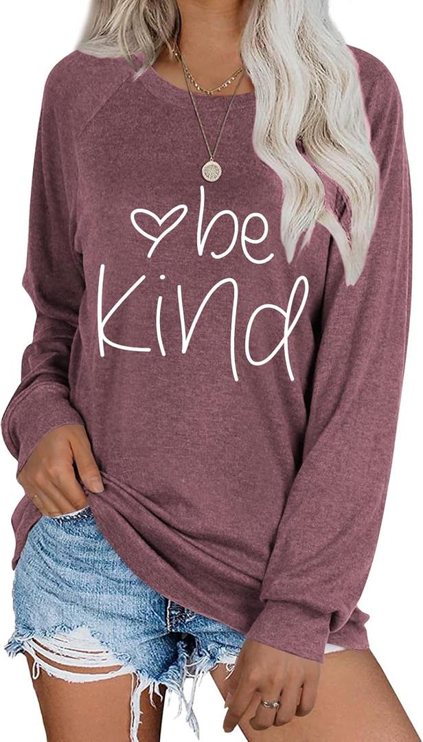 Womens Tunic Tops to Wear with Leggings Fall Crew Neck Basic Long Sleeve Shirts (L)