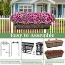 Halatool 4 Pack 30 Inch Window Box with Coco Liner Sturdy Metal Deck Railing Planter with Coconut Coir Basket Liners for Windowsill Fence Porch Balcony and Patio Outdoor Indoor Lawn