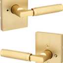 Kwikset Prava Interior Privacy Door Knurled Handle with Lock, Door Lever for Bathroom and Bedroom, Satin Brass, Reversible Keyless Push Button Lock Door Lever, with Microban Protection