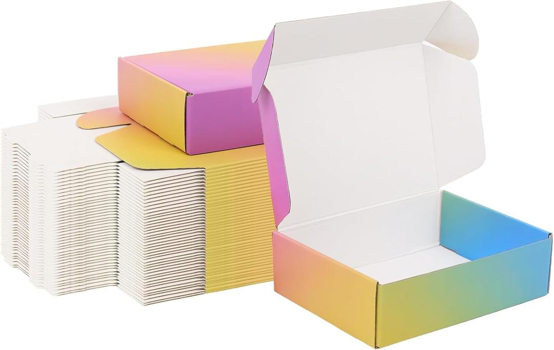 Shipping Boxes Small 7x5x2", 50 Pack Colorful Corrugated Cardboard Boxes, Mailer Boxes for Small Business Mailing Packaging