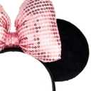 A Miaow 3D Black Velvet Headband Polka Dot Satin Bow Hair Clasp Women Adults Hair Accessory Party Costume Supply Holiday Park Headwear (Pink Bow, One Size)