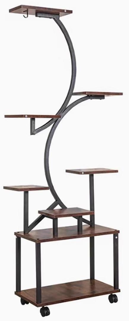 8-Tier Indoor Plant Stand with Adjustable Grow Lights, 61in Tall Metal Frame Plant Shelf, Corner Plant Shelf for Multiple Potted Plants, Large Space-Saving Plant Rack for Patio(No Light)
