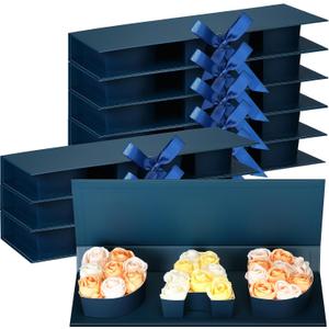 Trandraft 8 Pcs Father Day Gifts Box with Lids Dad Letter Cardboard Flowers Decorative Box Charcuterie Fillable Floral Bouquet Florist Packaging for Men Grafather Birthday Party(Navy Blue)