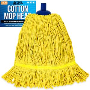 Screw On Cotton Mop Head Replacement Refill, Heavy Duty String Mop Head for Boat, Deck, Floor, Home, Car, and RV Cleaning, Durable and Absorbent Design