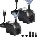 Fountain Pump, 400GPH Submersible Water Pump Outdoor, Ultra Quiet Water Fountain Pump With 6.5FT High Lift, 3 Nozzles for Fish Tank, Aquarium, Pond Waterfall, Hydroponics, 2 Pack