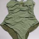 MISSJOY Women's One Piece Swimsuit Tummy Control Bathing Suits V Neck Slimming Adjustable Strap Swimwear L