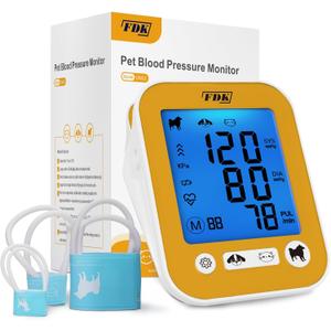 Veterinary Blood Pressure Monitor for Pet Dog and Cat, Animal Automatic Digital BP Machine with Large LCD Screen Backlight 3 Cuffs 270 Data Memory Silent
