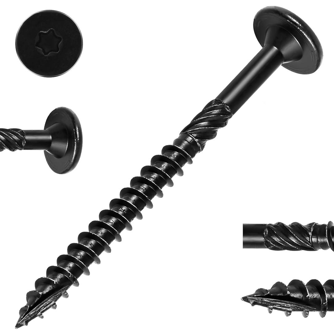 FMhotu #14 Heavy-Duty Wood Screws, Star Drive Deck Screws, Rust Resistant Timber Screws for Timber/Log/Landscaping Wood (2-7/8 Inch,50Pcs,Black)