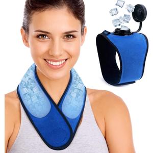 Hilph Refillable Neck Ice Pack Wrap, Wearable Ice Bag for Neck Pain Relief & Cooling, 2 Hours Long Lasting Cold Therapy for Muscle Relief, Hot Flashes, Summer Heat, Headache, Migraine, Injuries
