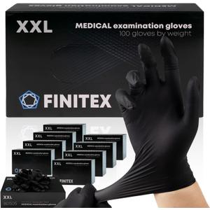 FINITEX Black Nitrile Disposable Medical Exam Gloves 5 mil Powder-free Latex-Free 1000 PCS Examination Glove (Large)