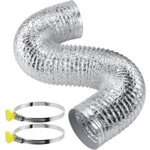4 Inch Dryer Vent Hose Kit, Flexible Dryer Duct 3 FT for Tight Space, Extra-thick (6-Layer) Aluminum Foil Pipe Assembly, with 2 Key Hose Clamps