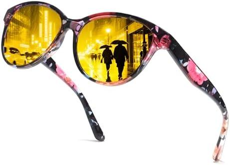 Chicid Night Driving Glasses for Women, Polarized Night Vision Glasses Anti-Glare UV400 Protection