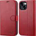 OCASE Compatible with iPhone 15 Wallet Case, PU Leather Flip Folio Case with Card Holders RFID Blocking Kickstand [Shockproof TPU Inner Shell] Phone Cover 6.1 Inch 2023, Red